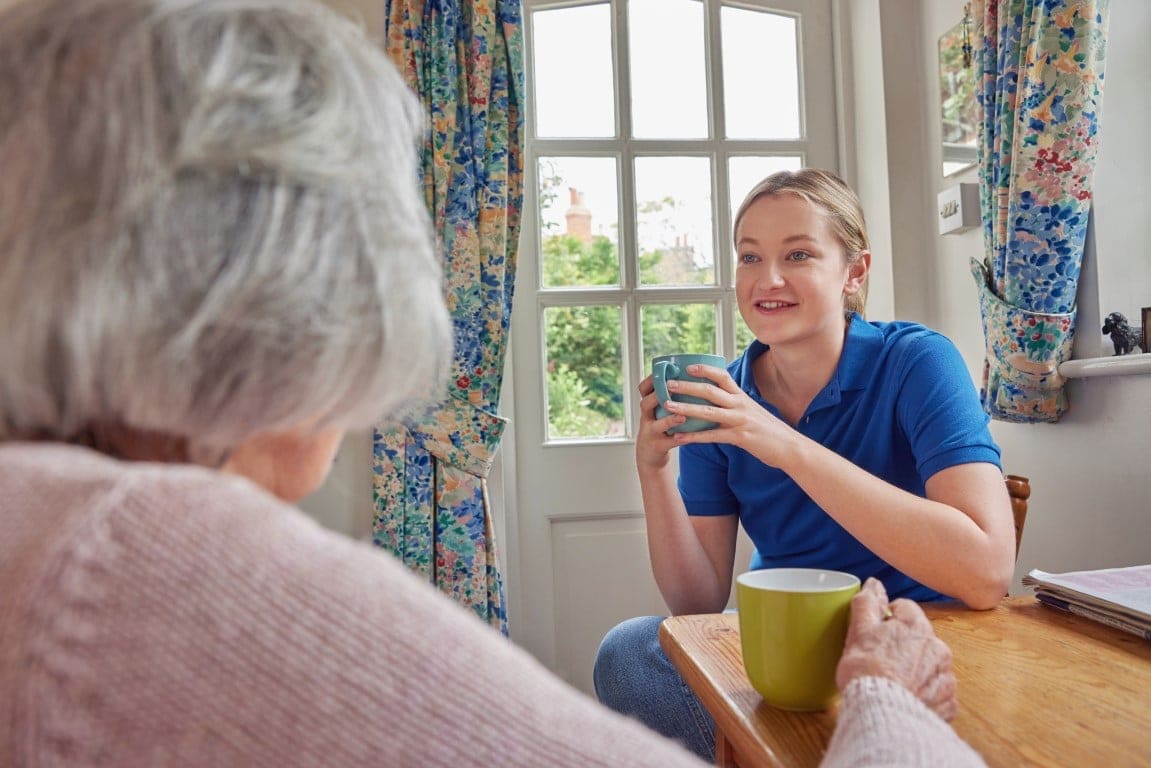 home care worker with elderly lady